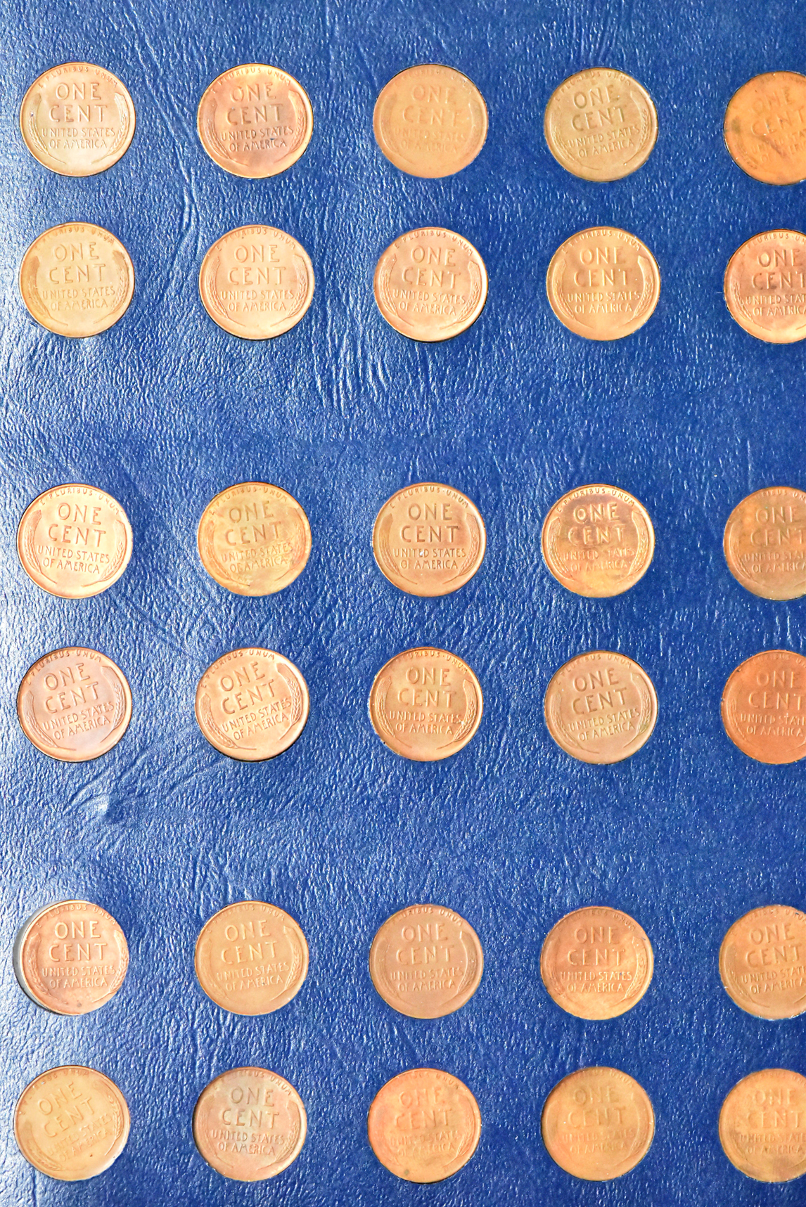 Collection of Lincoln cents in a Whitman 9405 album