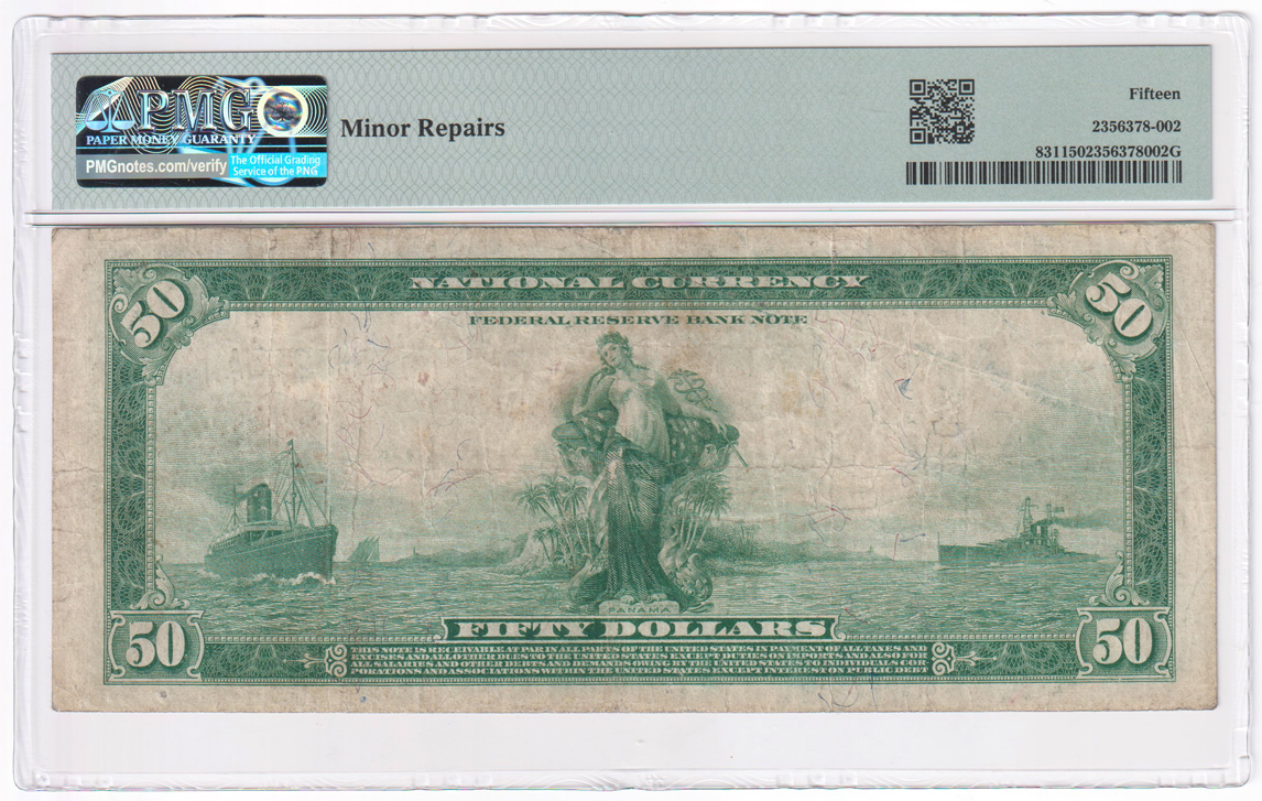 1918 $50 St. Louis Fr# 831 - PMG F-15 minor repairs