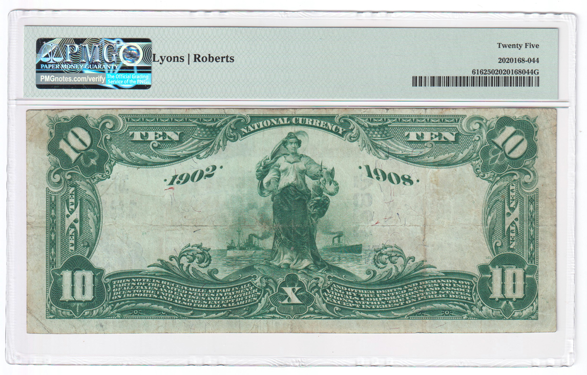 1902 $10 Blue Seal Date Back - Warwick, RI Charter #1284 - PMG VF-25