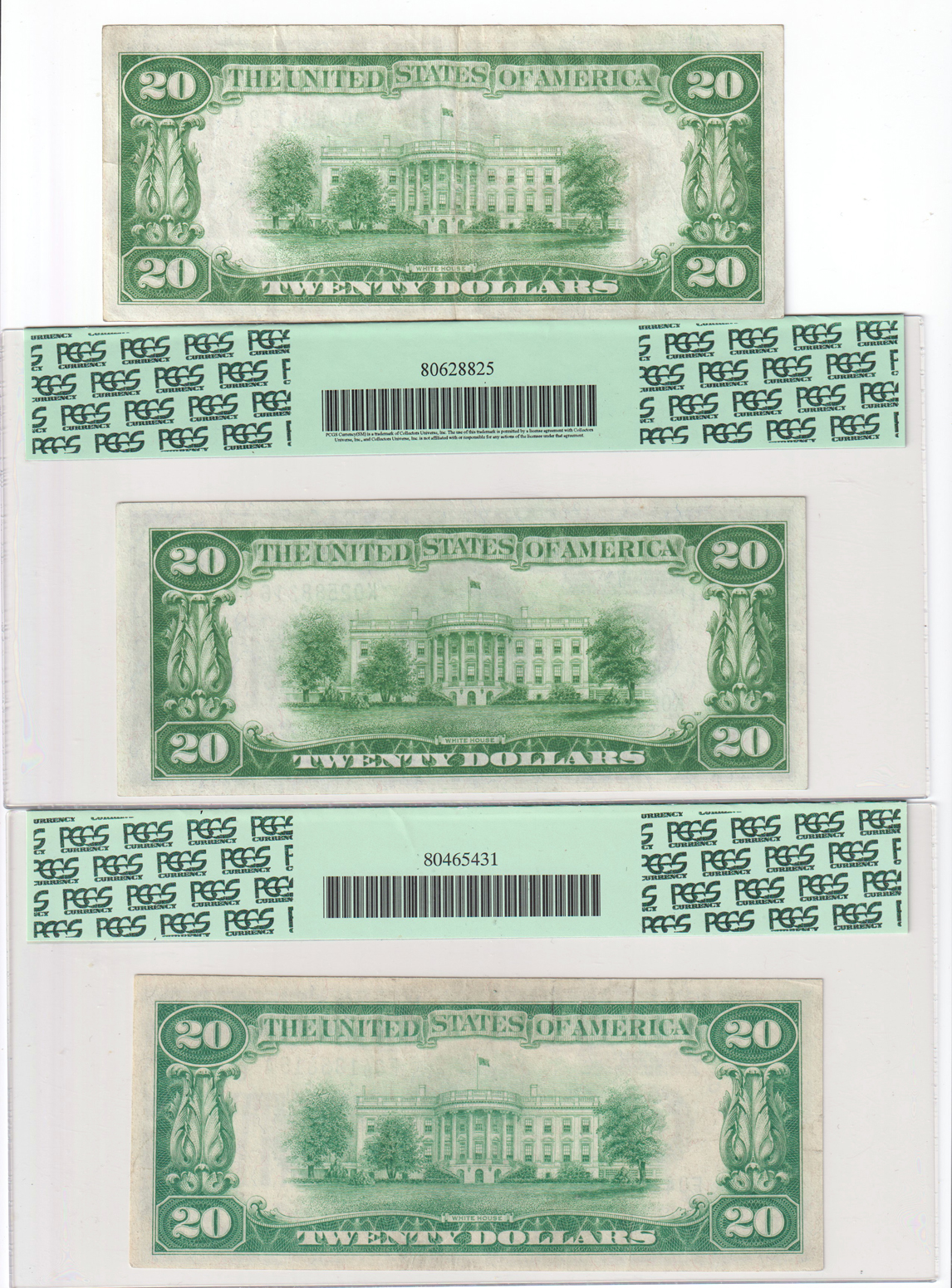 Group of twelve 1928 $20 Federal Reserve Notes, Fr# 2150 and Fr# 2151, representing each of the districts