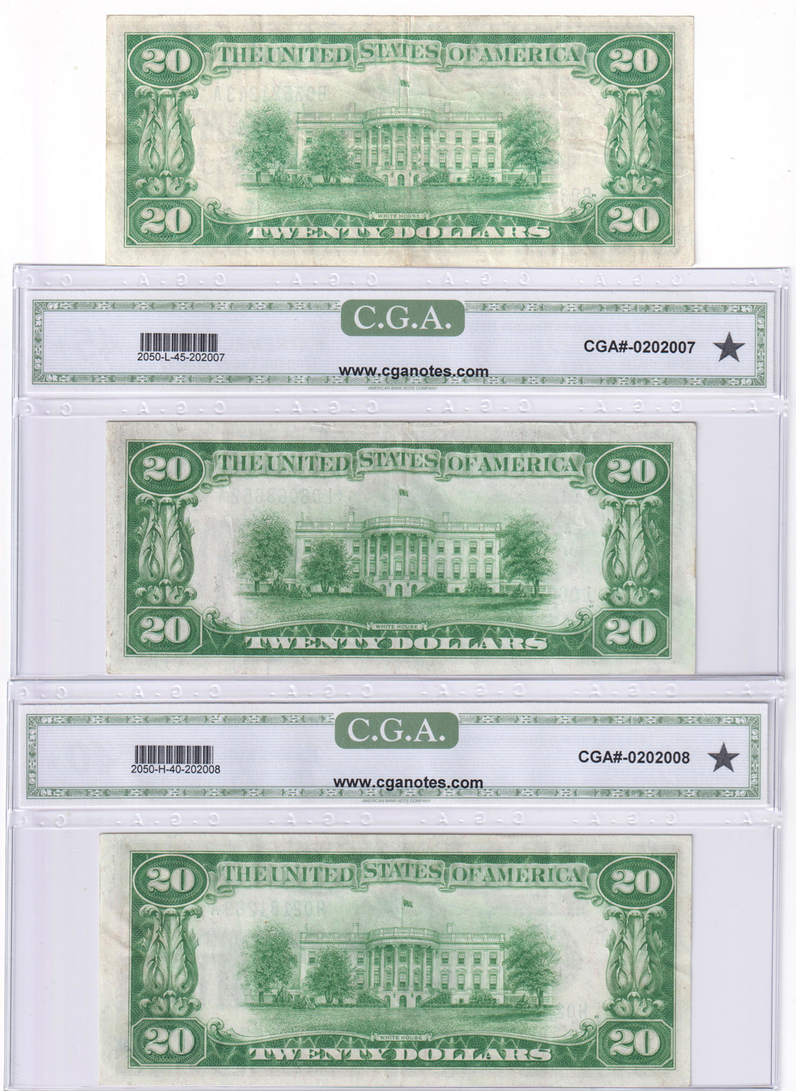 Group of twelve 1928 $20 Federal Reserve Notes, Fr# 2150 and Fr# 2151, representing each of the districts