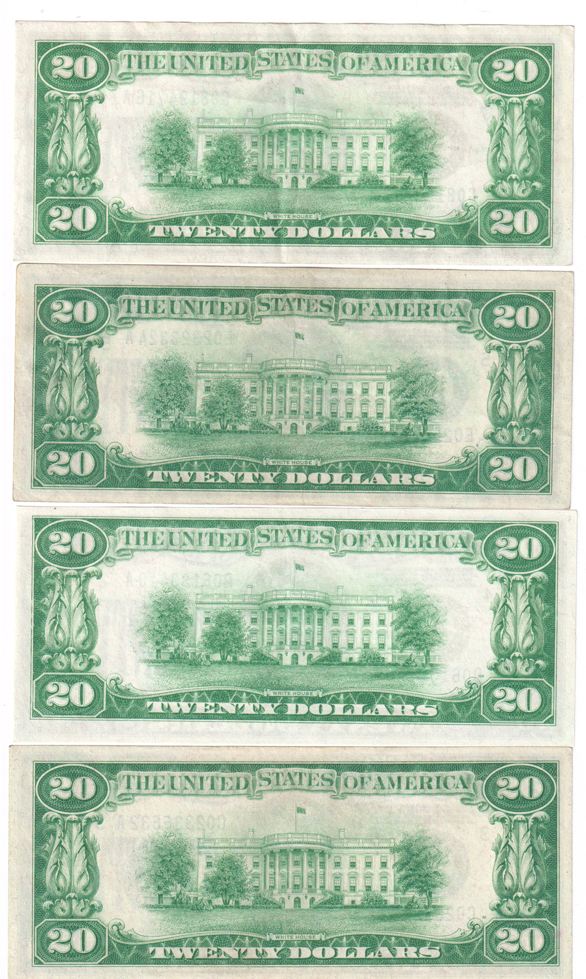 Group of twelve 1928 $20 Federal Reserve Notes, Fr# 2150 and Fr# 2151, representing each of the districts