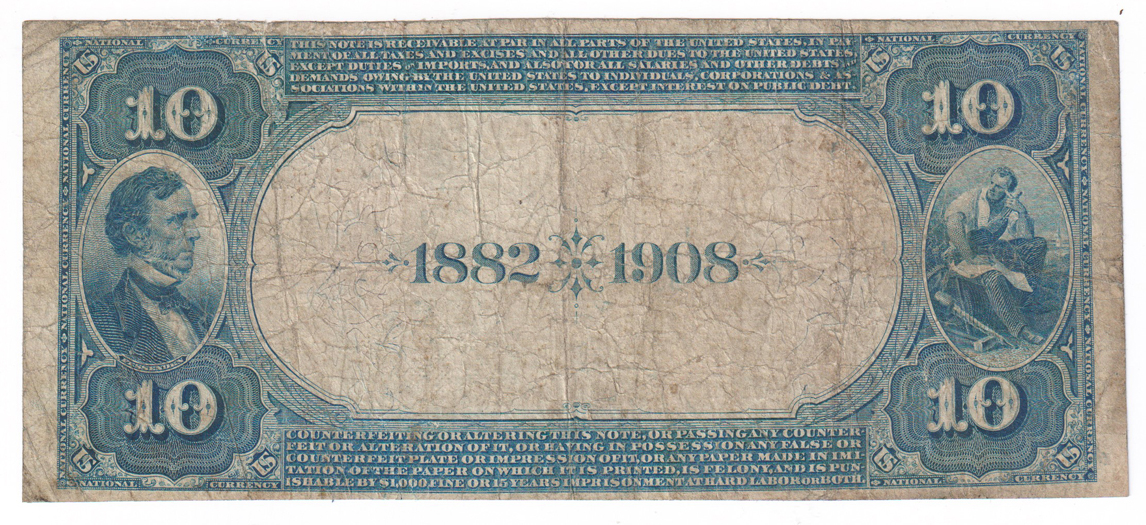 1882 $10 Date Back - Sullivan, IN Charter #5392 - VG
