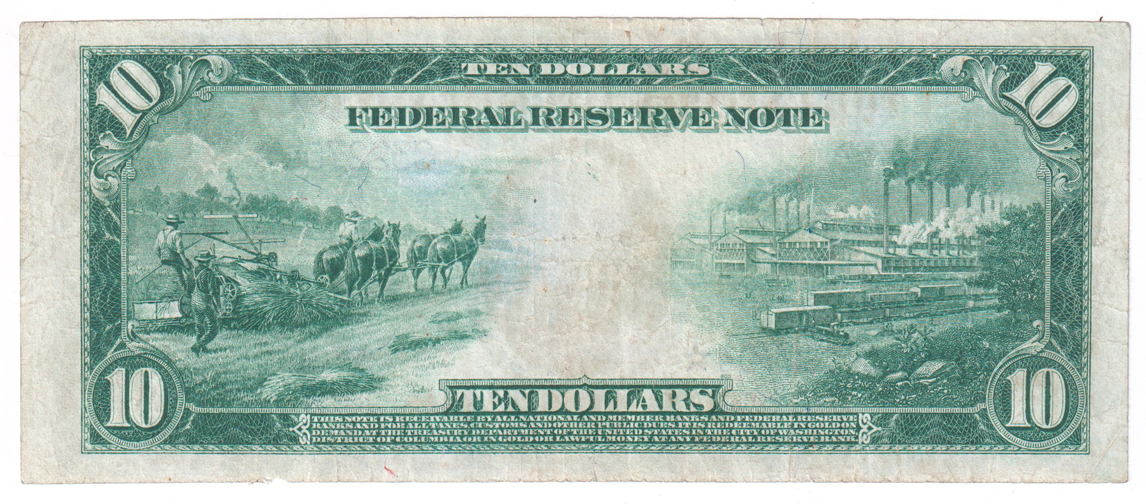 1914 $10 Philadelphia Blue Seal Star Fr# 915a - VF