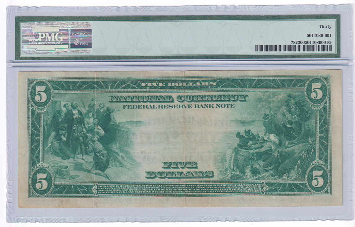 1918 $5 New York Fr# 782 - PMG VF-30