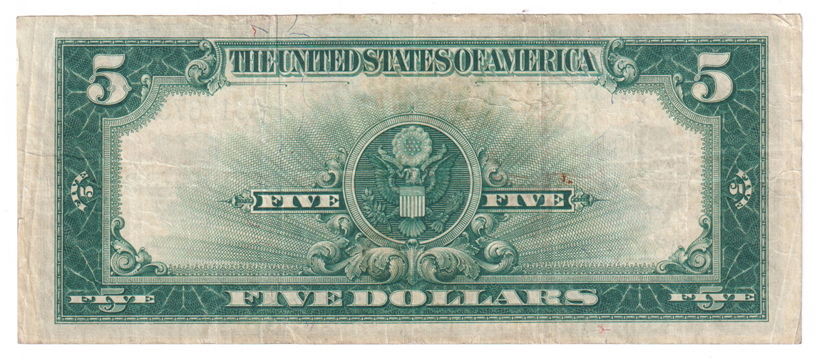 1923 $5 Porthole Fr# 282 - VF