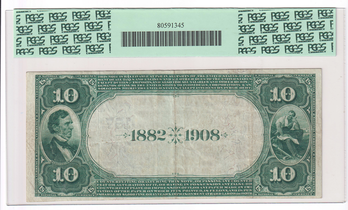 1882 $10 Date Back - Sedalia, MO Charter #1971 - PCGS VF-30PPQ