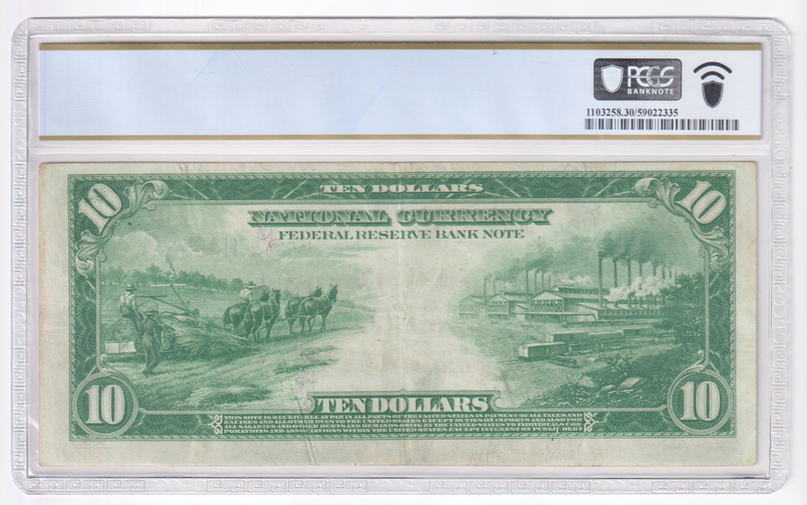 1918 $10 St. Louis Fr# 815 - PCGS VF-30