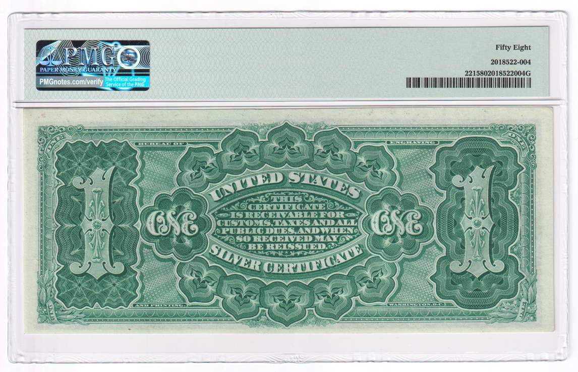 1886 $1 Martha Washington Fr# 221 - PMG AU-58