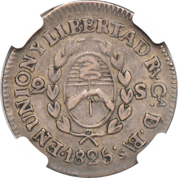 Argentina - 1825-RA CA 2 escudos - NGC XF-40