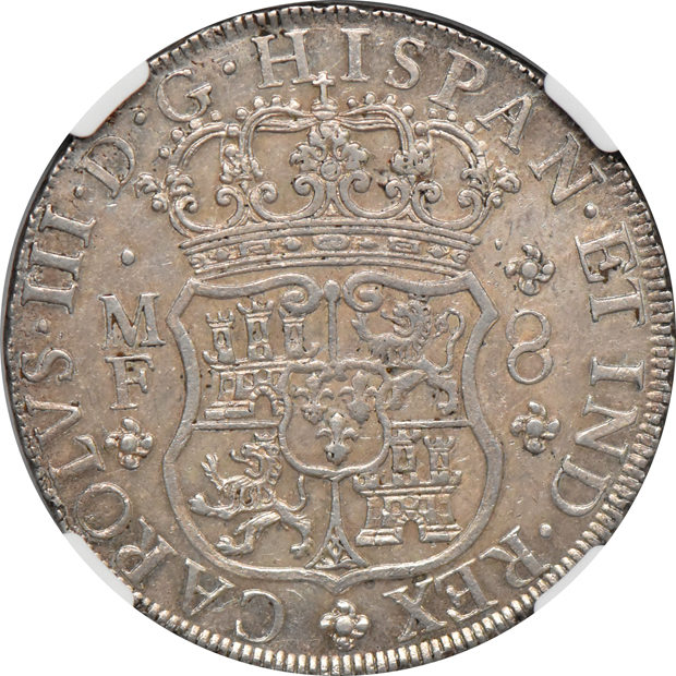 Mexico - 1765-Mo MF 8 reales - NGC AU-55