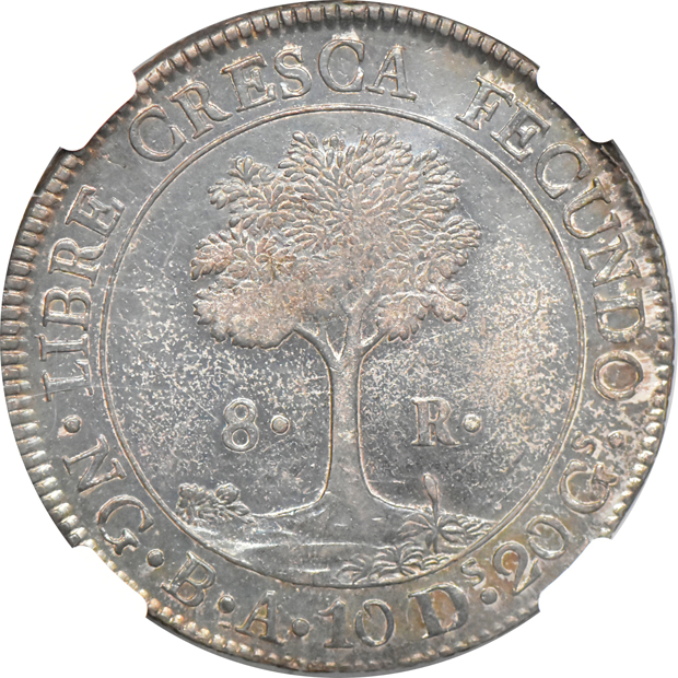 Central American Republic - 1836-NG BA 8 reales - NGC AU-58