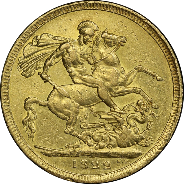 Great Britain - 1822 sovereign - PCGS AU details/cleaned