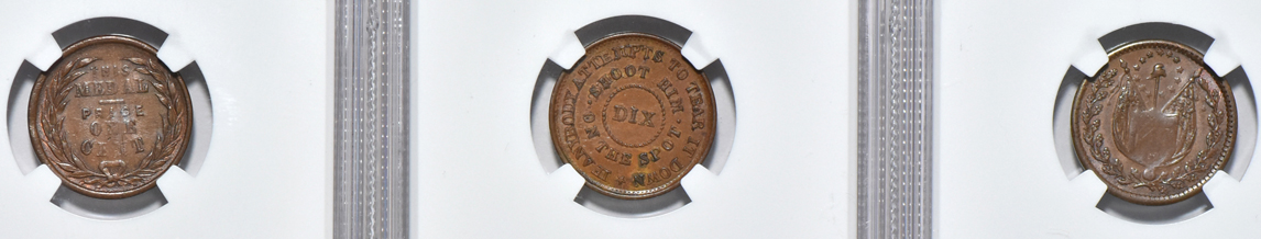 Three Uncirculated Civil War tokens certified by NGC