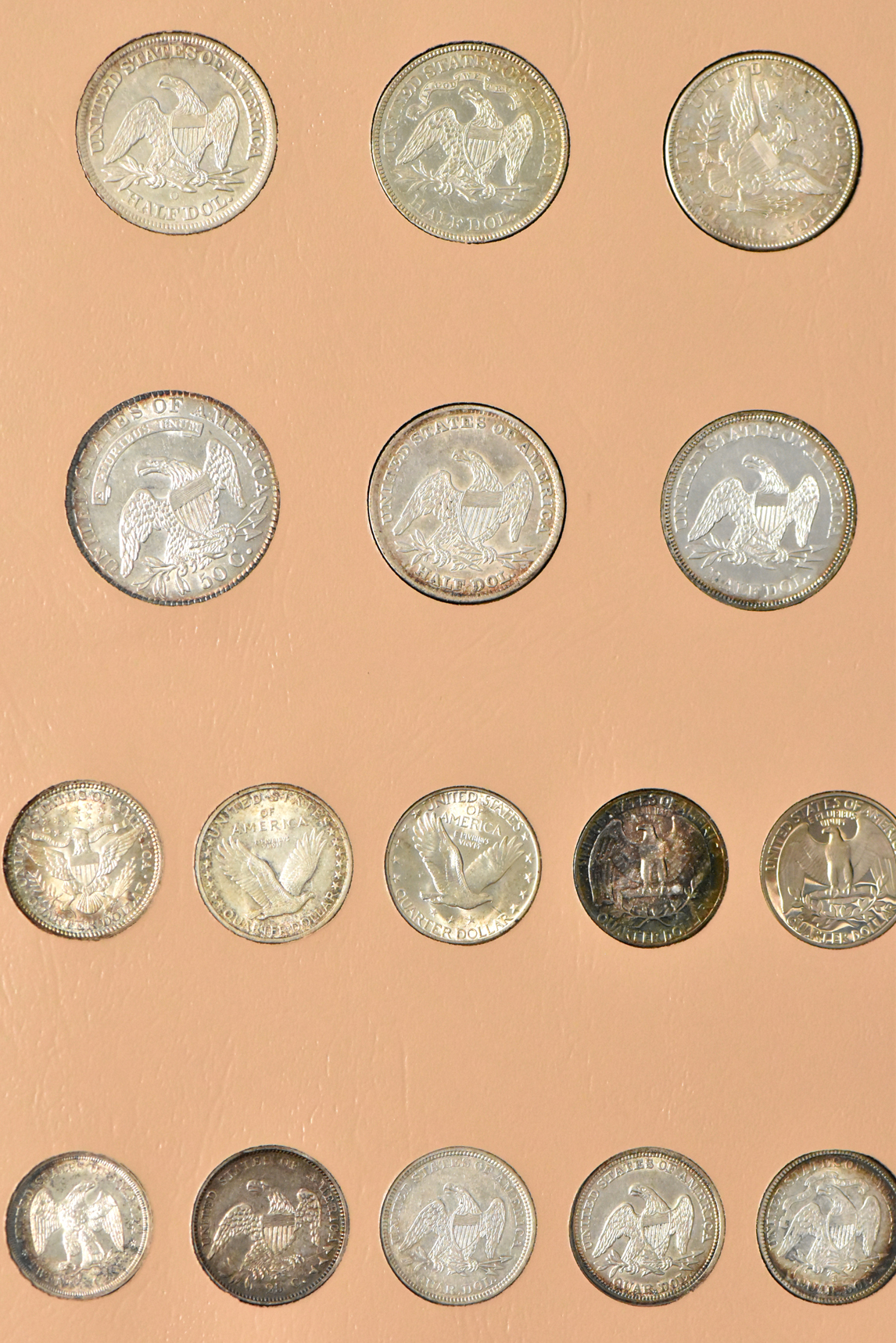 Collection of U.S. Type coins, including gold, in a complete Dansco 7070 album