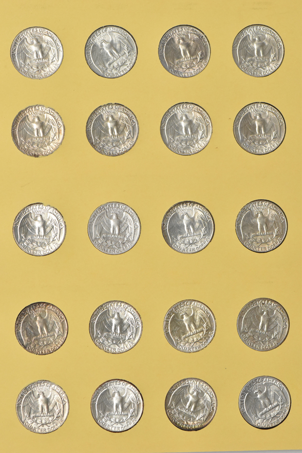 Collection of 100 different Washington quarters in a Library of Coin Volume 15 album