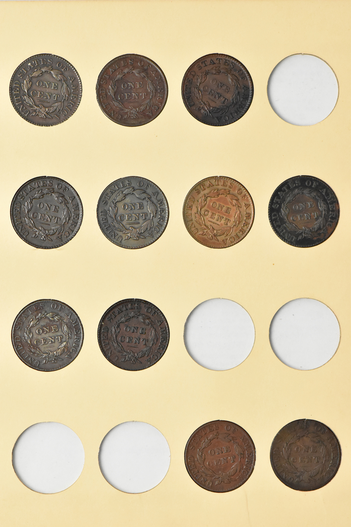 Collection of 56 different Large Cents in a Library of Coins Volume 38 album