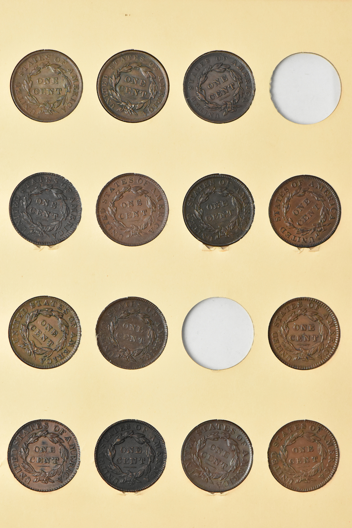 Collection of 56 different Large Cents in a Library of Coins Volume 38 album