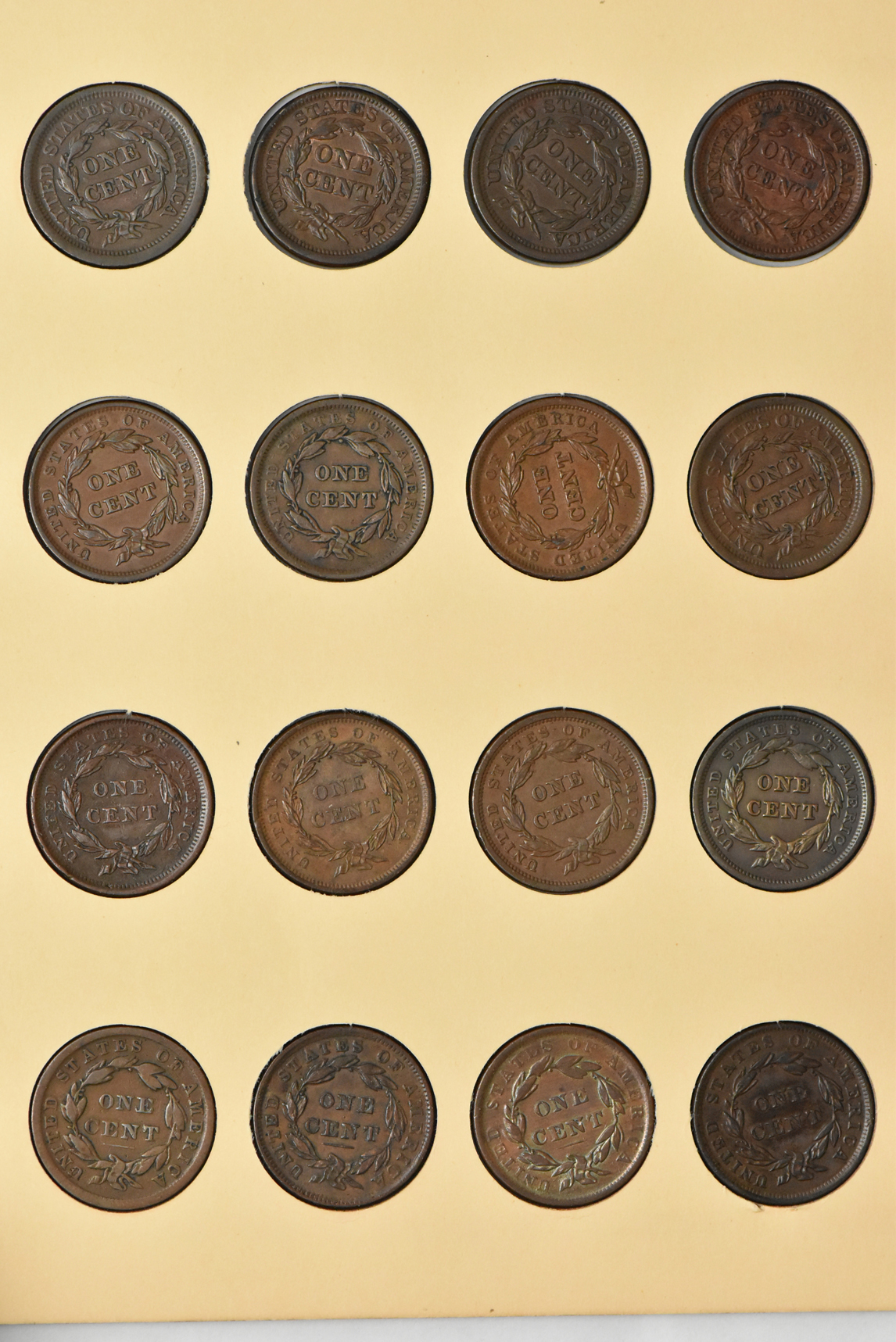 Collection of 56 different Large Cents in a Library of Coins Volume 38 album