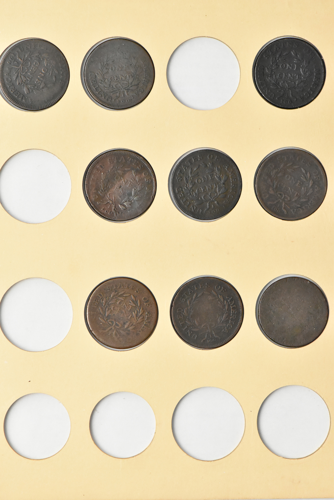 Collection of 44 different Large Cents in a Library of Coins Volume 37 album