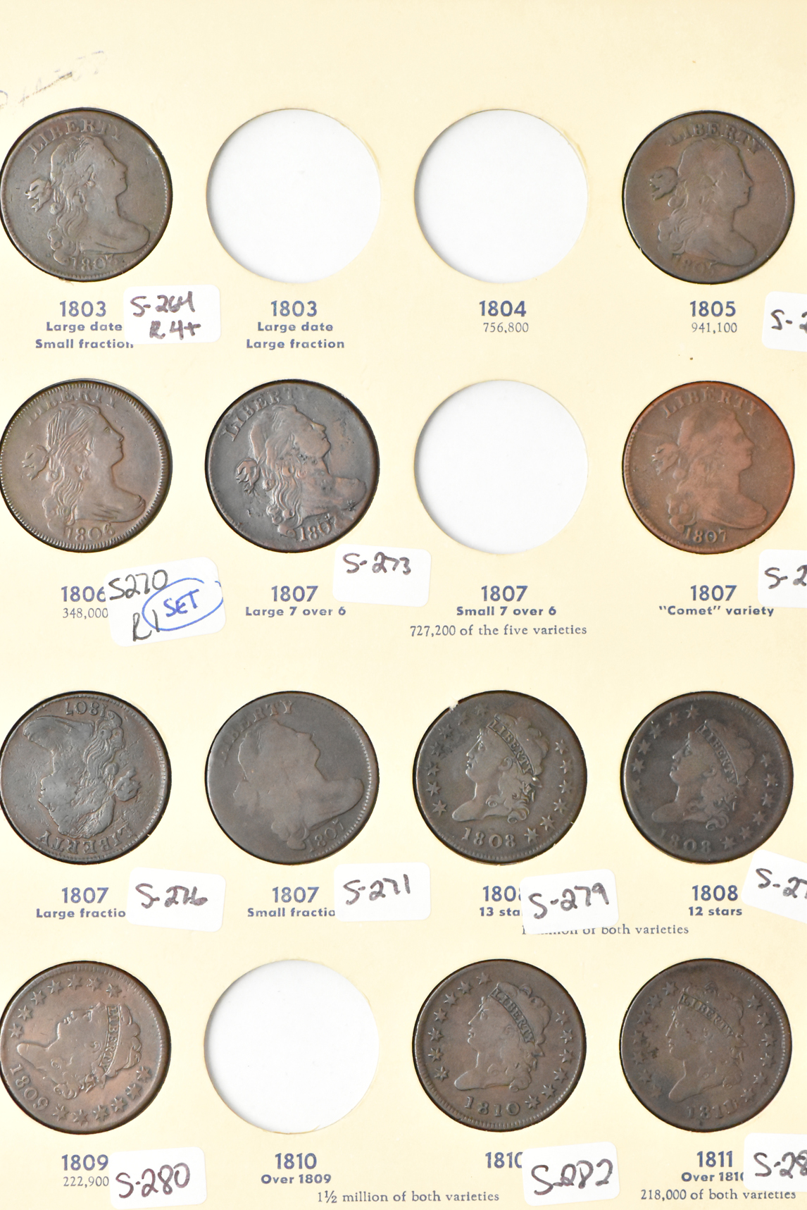 Collection of 44 different Large Cents in a Library of Coins Volume 37 album