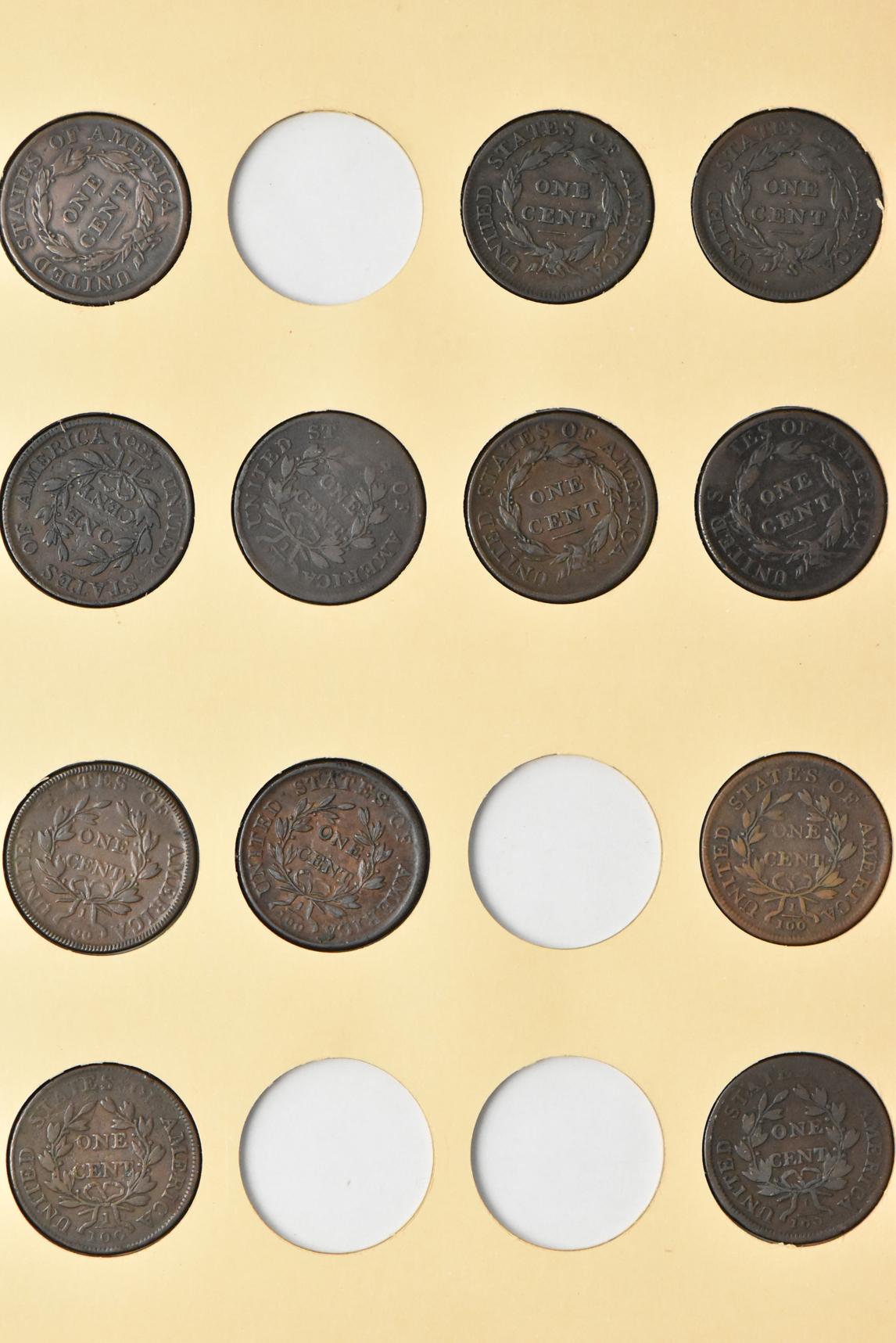 Collection of 44 different Large Cents in a Library of Coins Volume 37 album