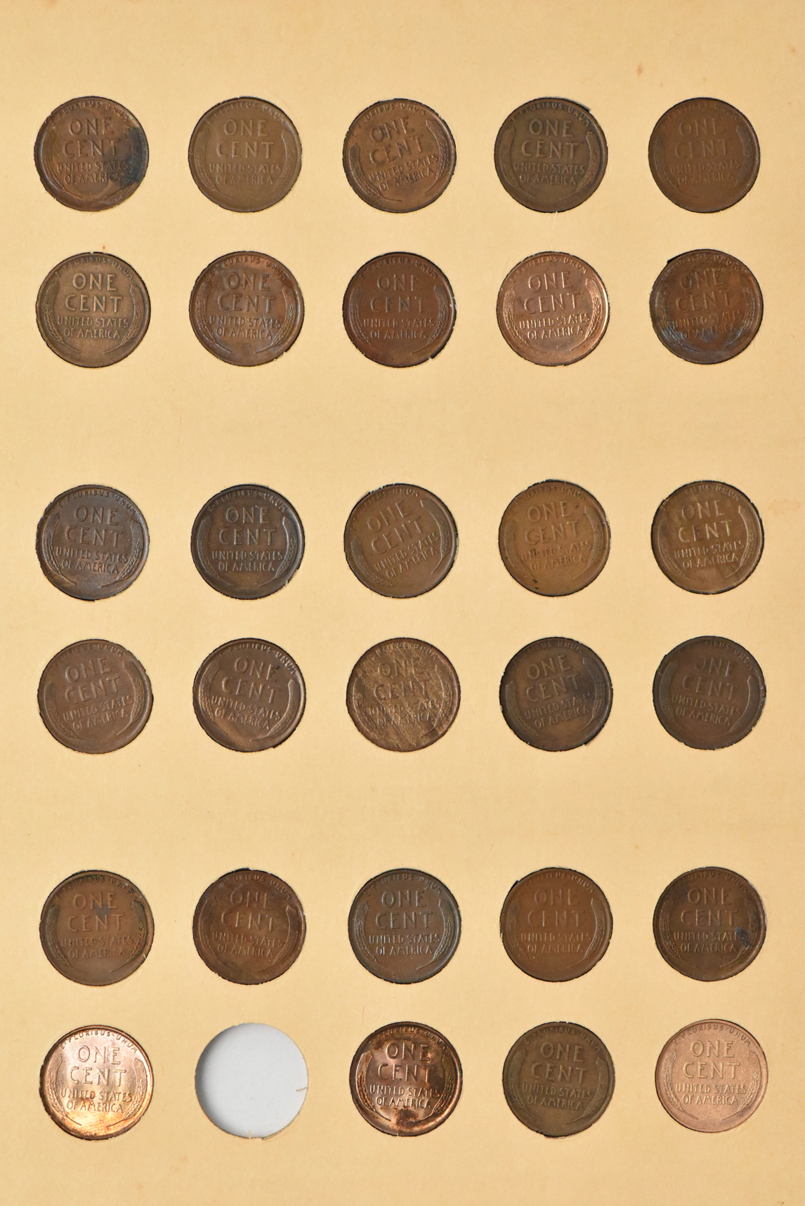 Collection of 68 different Lincoln cents in a Library of Coins Volume 2 album