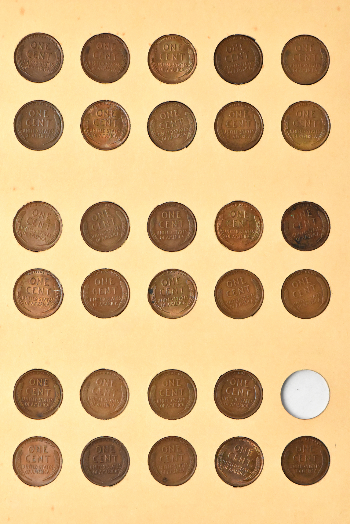 Collection of 68 different Lincoln cents in a Library of Coins Volume 2 album