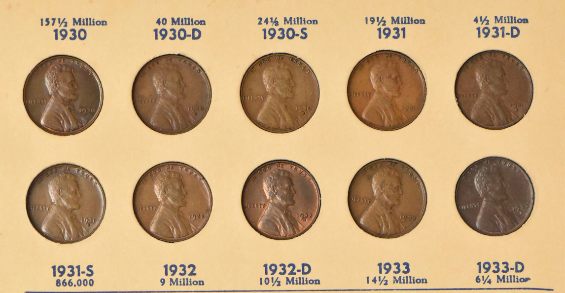 Collection of 68 different Lincoln cents in a Library of Coins Volume 2 album