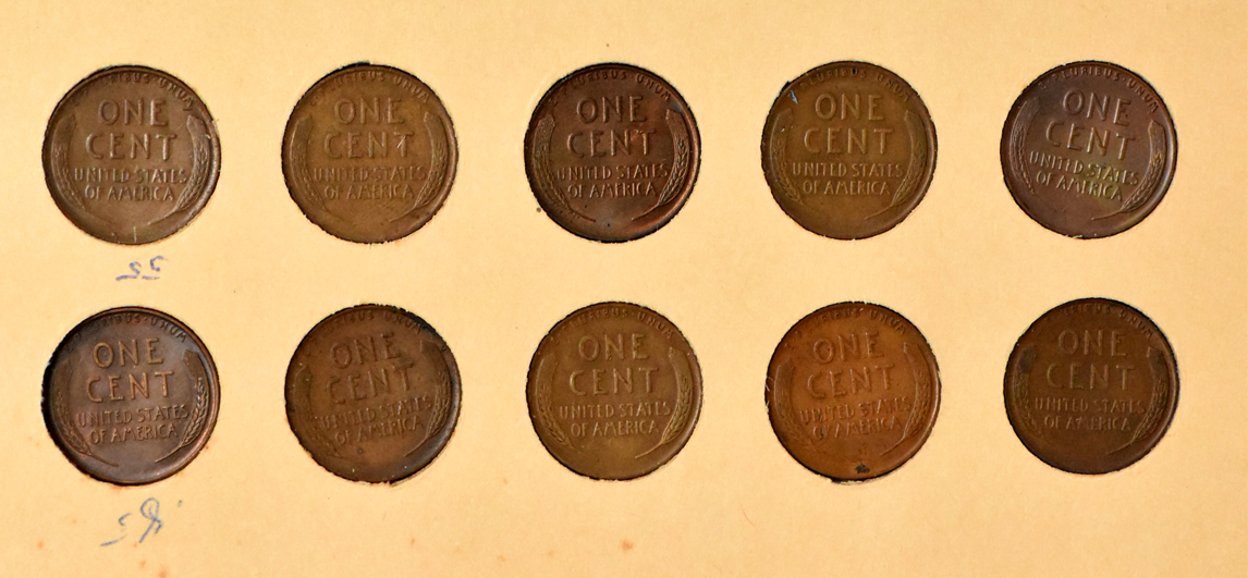 Collection of 68 different Lincoln cents in a Library of Coins Volume 2 album
