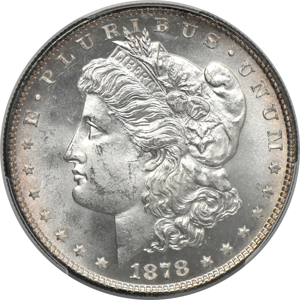 1878 8 TF MS-64, and an 1878 8 TF MS-64+, both PCGS