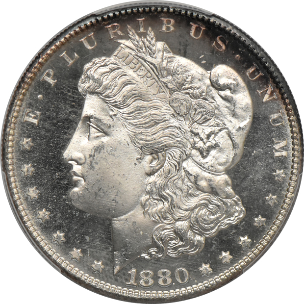 1880-S MS-66, and an 1880-S MS-66+, both PCGS