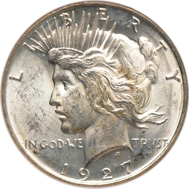1922-D MS-64, and a 1927-D MS-62, both NGC