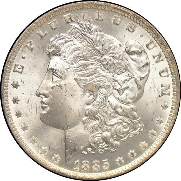 1882-CC GSA, and an 1885-O GSA, both NGC MS-64