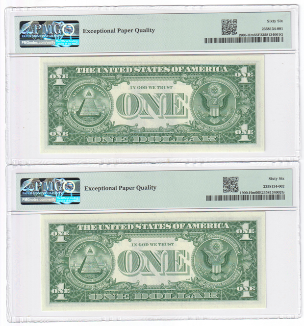 Five sequential 1963 $1 St. Louis Fr# 1900-Hm ending with serial number H00100000A- Four GemCU-66 EPQ, and one ChCU-6 EPQ