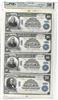 Uncut sheet of four serial number 1 1902 $10 Blue Seal - Piqua, OH Charter #1061 - PMG AU-50