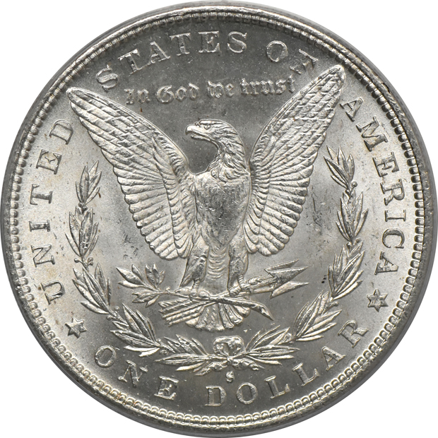 1885-S (green label), and an 1886-S, both PCGS MS-64