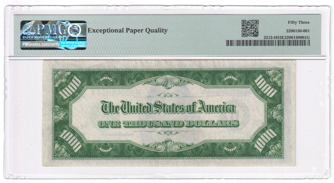 1934-A $1,000 St. Louis Fr# 2212-H - PMG AU-53 EPQ