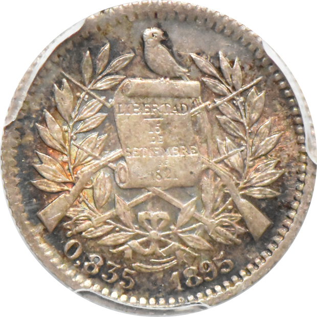 Guatemala - Two 1895 1/2 real, both PCGS MS-65