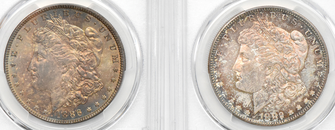 Four Gem UNC Morgan dollars certified by PCGS