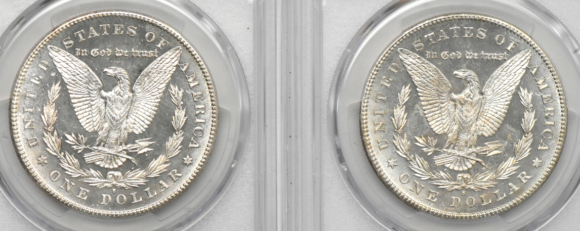 Four 1878-S Uncirculated Morgan dollars, all PCGS