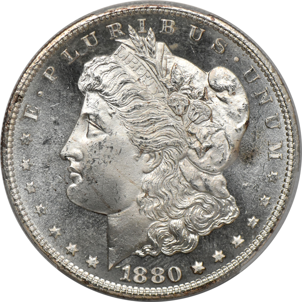 1880-S MS-65, and an 1880-S MS-66+, both PCGS
