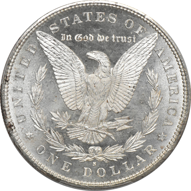 1880-S MS-65, and an 1880-S MS-66+, both PCGS