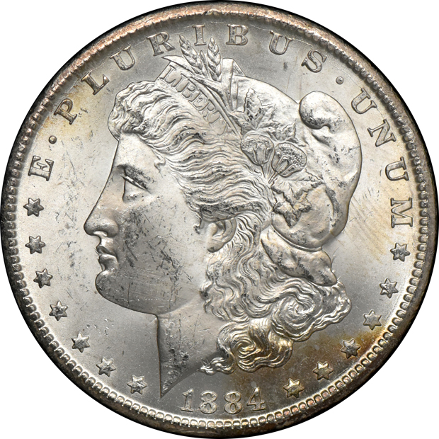 1882-CC GSA, 1883-CC GSA, and an 1884-CC GSA, all CACG MS-63