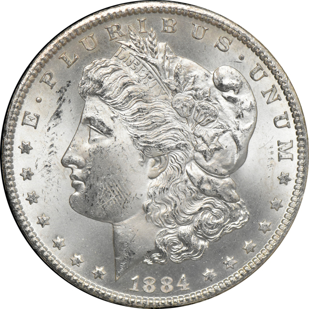 1882-CC GSA, 1884-CC GSA, and an 1885-CC GSA, all CACG MS-63