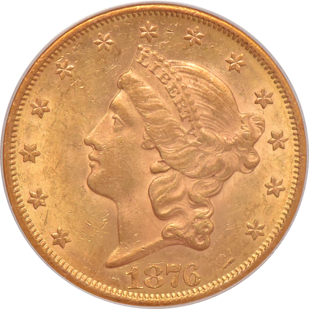 1875-S and 1876, both PCGS AU-55 (green label)