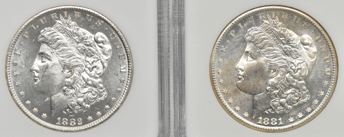 Four NGC certified Prooflike Morgan dollars