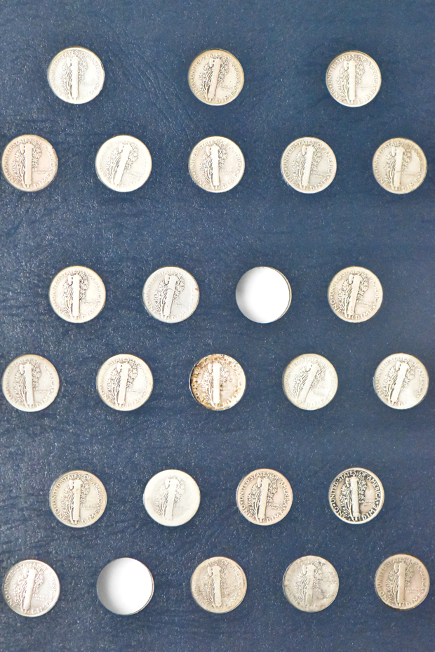 Nearly complete collection of Mercury dimes, missing only overdates, in a Whitman 9118 album (1916-D PCGS Good-r, and 1921-D PCGS Good-6)