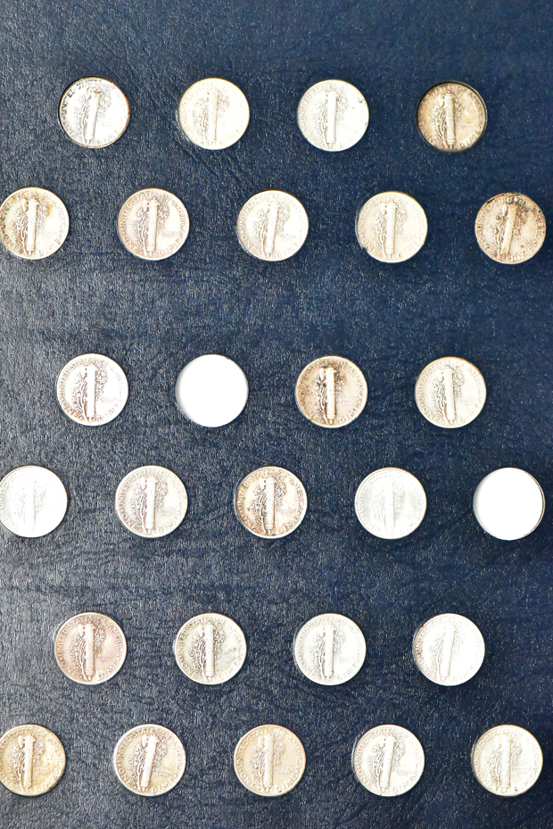 Nearly complete collection of Mercury dimes, missing only overdates, in a Whitman 9118 album (1916-D PCGS Good-r, and 1921-D PCGS Good-6)