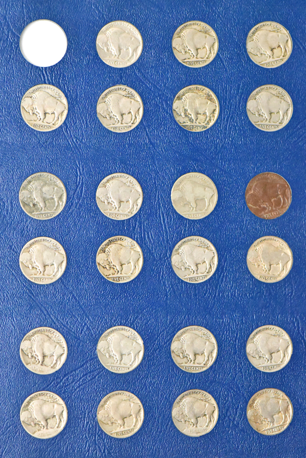 Complete collection of Buffalo nickels in a Whitman 9400 album (1918/7-D NGC Good-6 and 1937-D 3 Legged NGC VF-35)